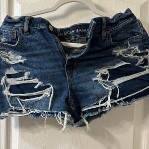 American Eagle Outfitters Blue Distressed Denim Shorts